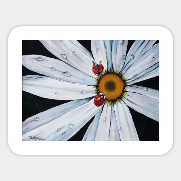 ladybug on flower Sticker by Bertoni_Lee